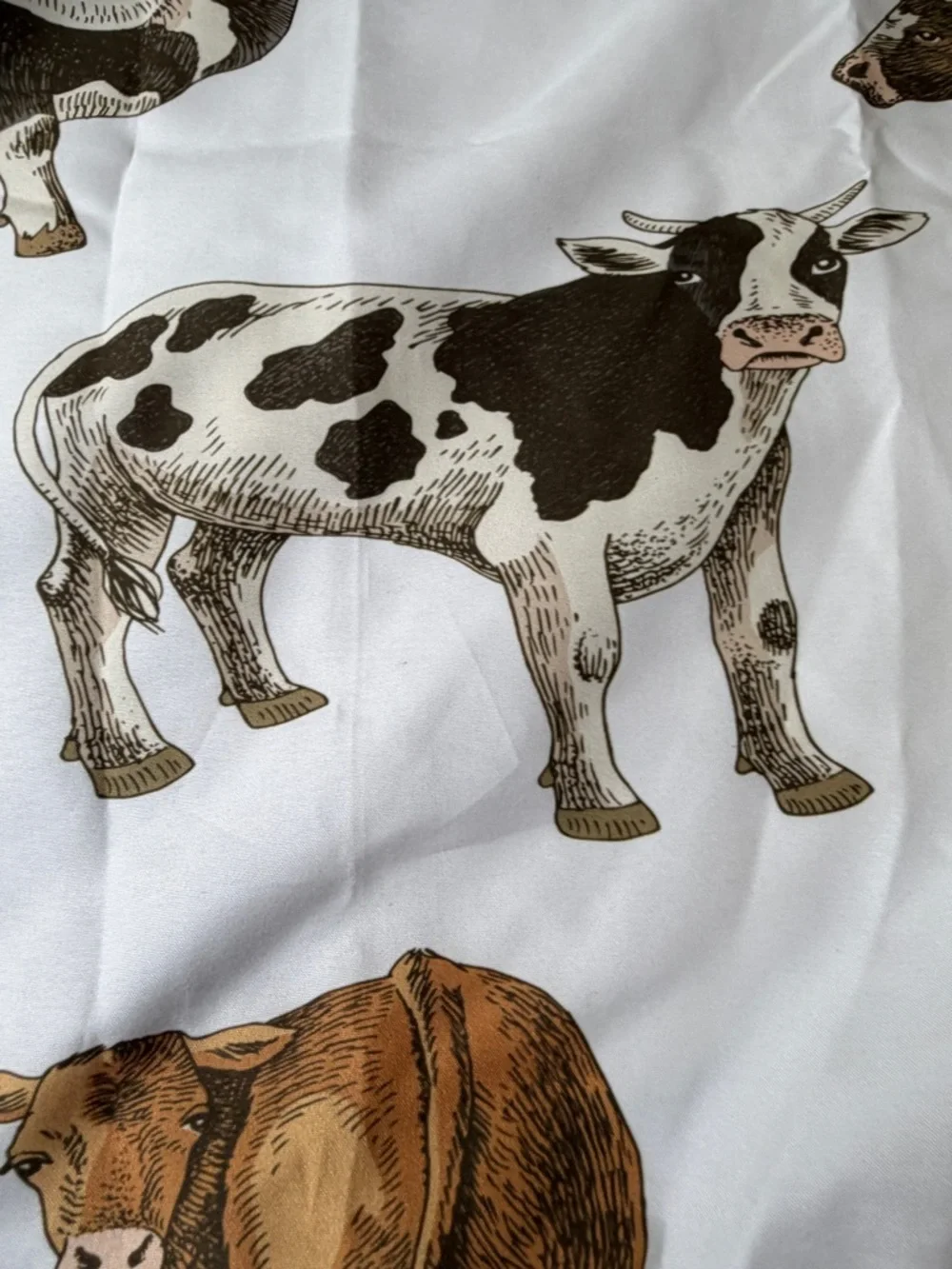 Cow Print Cotton Bedding Sheet - White and Brown